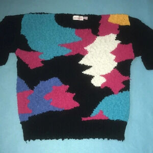 COLLECTIONS PLUS vintage knit chunky color block 1980’s soft sweater size L